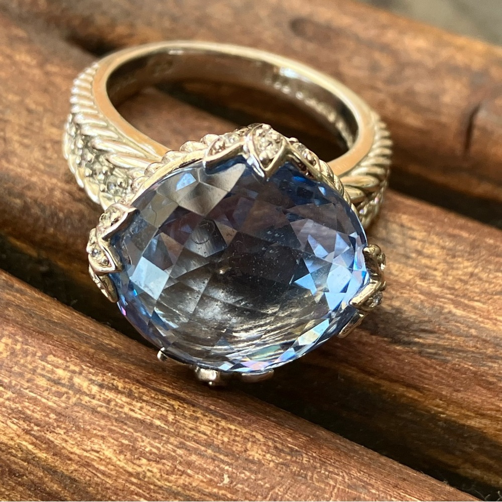Judith Ripka Sterling Silver Blue Stone Ring 8 - Picture 4 of 10